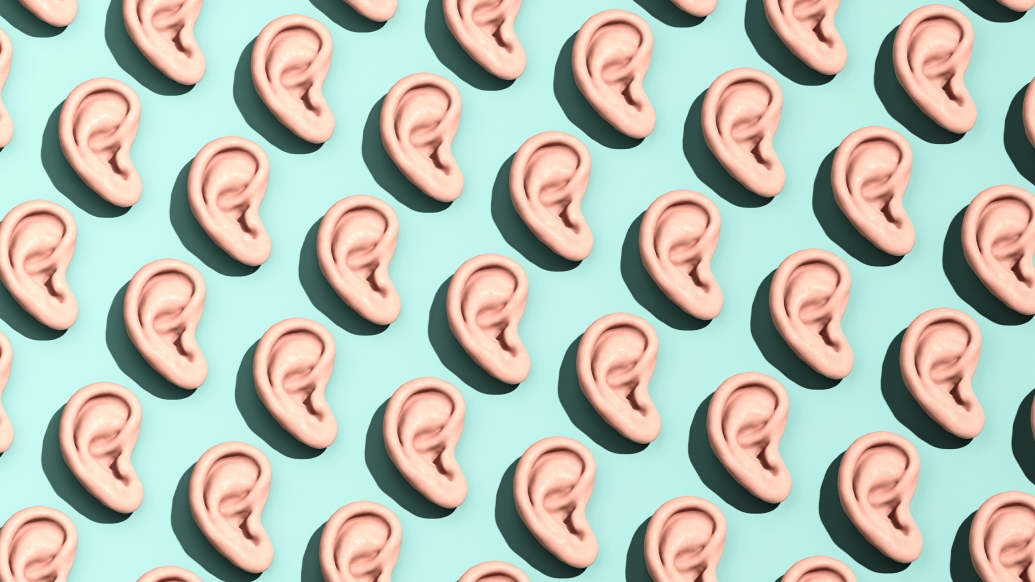 ears pattern on teal background