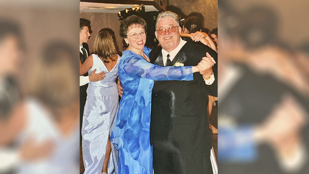 Couple Dancing Blue Dress Tux