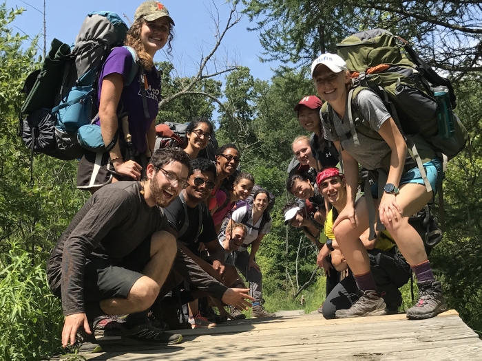 Group of people with hiking backpacks
