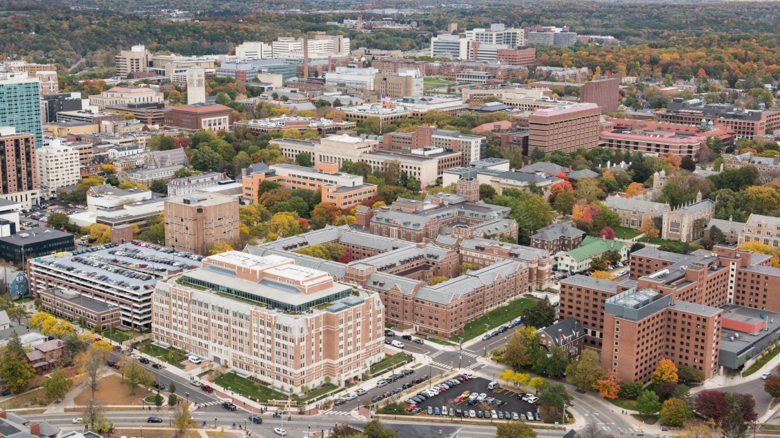 Aerial shot of the Michigan medical campus