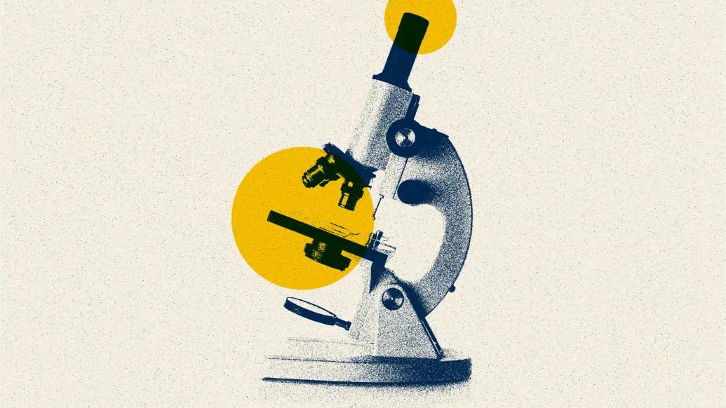 microscope drawing yellow navy
