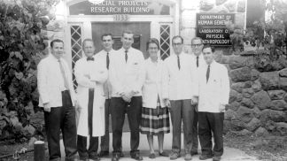 group picture of the department of human genetics staff from 1950