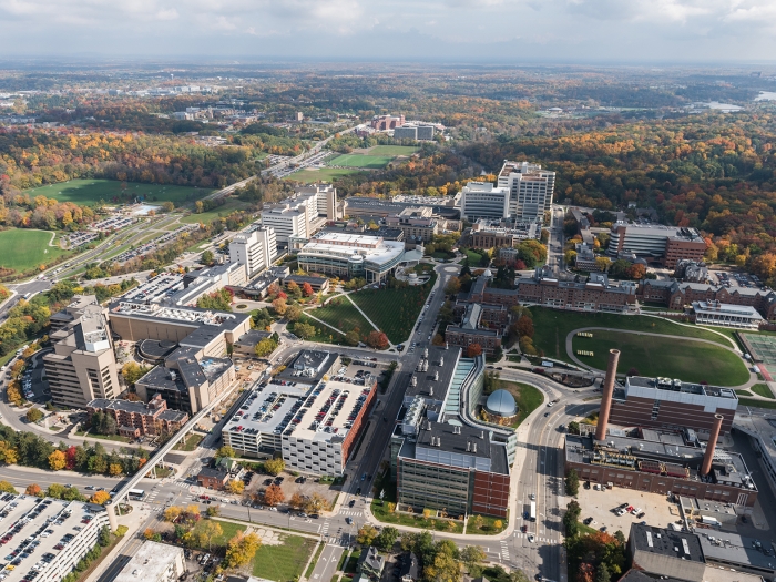 aerial photo of the medical school campus