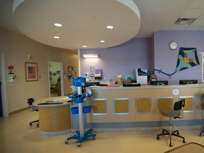 welcome desk for pediatric infusion area