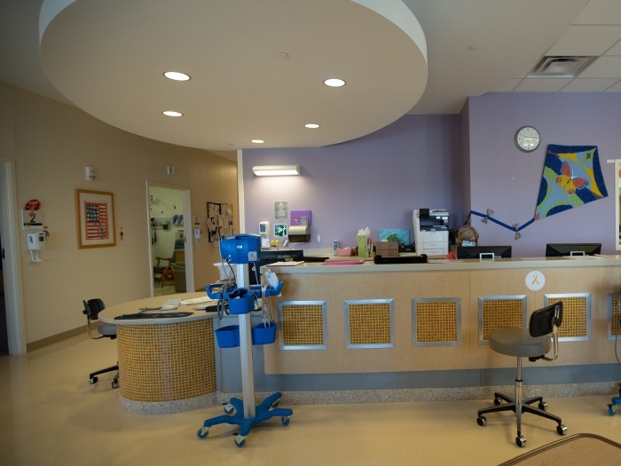 welcome desk for pediatric infusion area