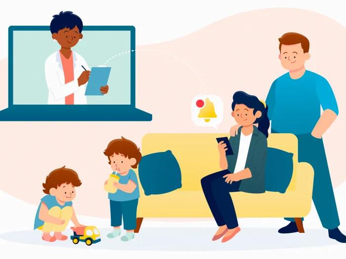 Family Doctor Children Phone Communication