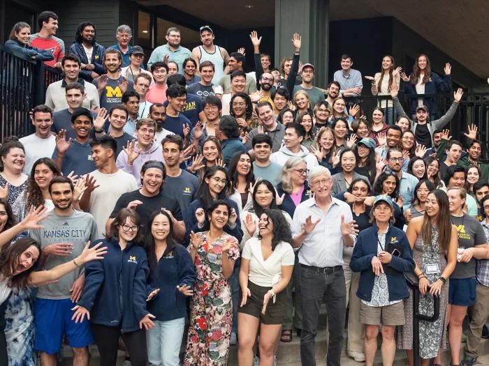 A large group of people posing for the camera