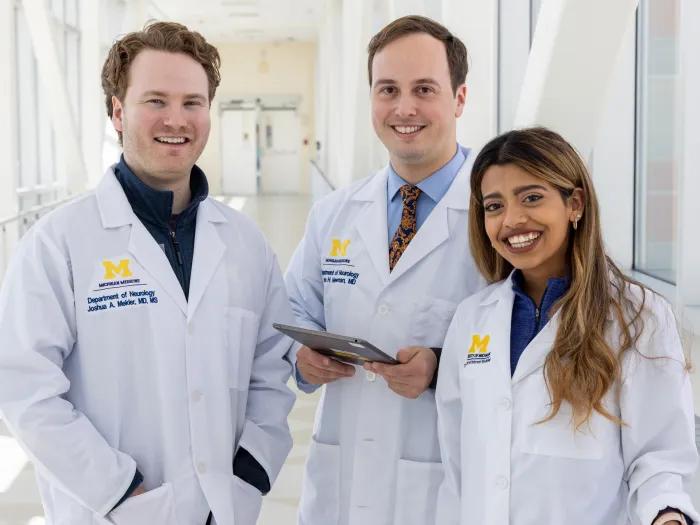 Neurology residents standing together in the hospital