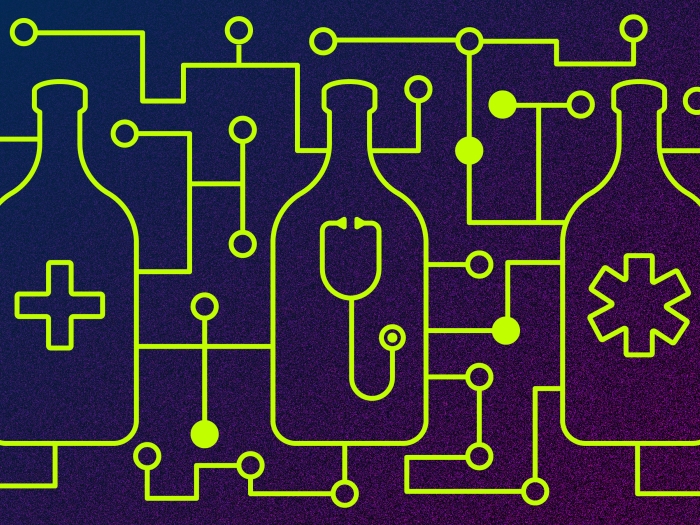 AI algorithm alcohol medical symbols