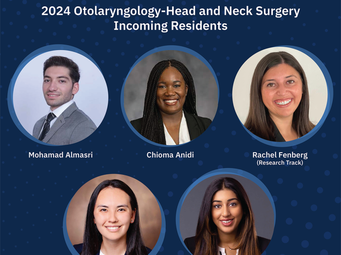 Headshot photos of 2024 U-M otolaryngology-head and neck surgery incoming residents.
