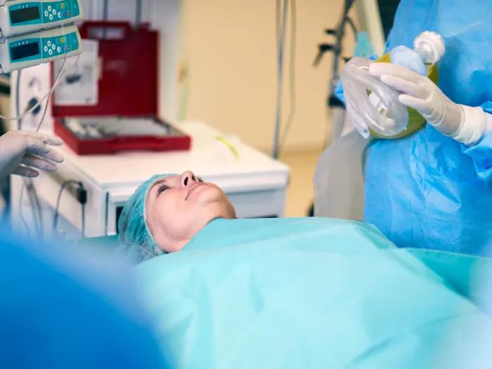 Woman Patient Preparing Surgery Anesthesia