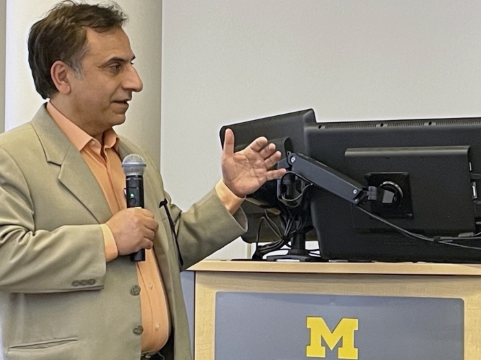 Kayvan Najarian speaking at the 2024 DATA meeting at the University of Michigan