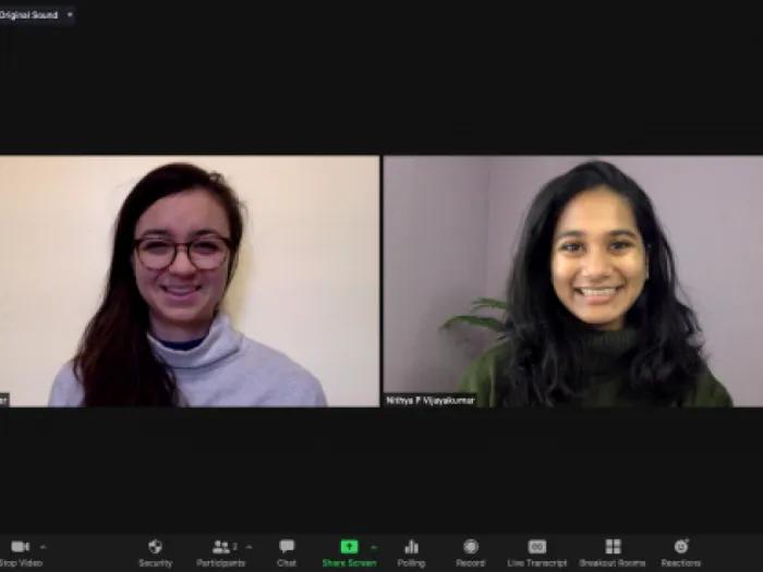 Screenshot of a Zoom call with two participants