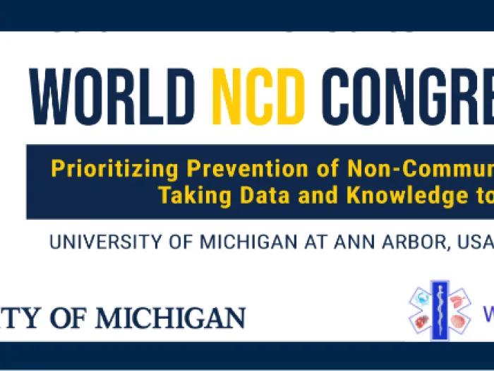 Graphic that reads "World NCD Congress 2022 / Prioritizing Prevention of Non-Communicable Diseases: Taking Data and Knowledge to Action