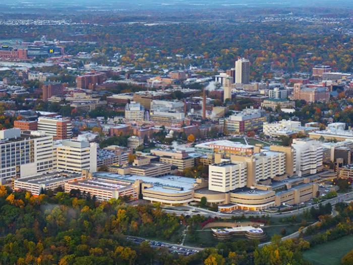 An overhead view of U-M campus