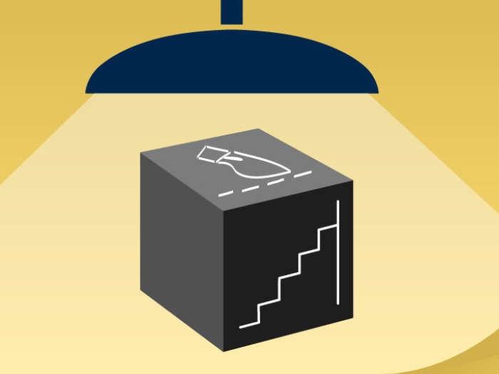 An illustrated graphic of a black box