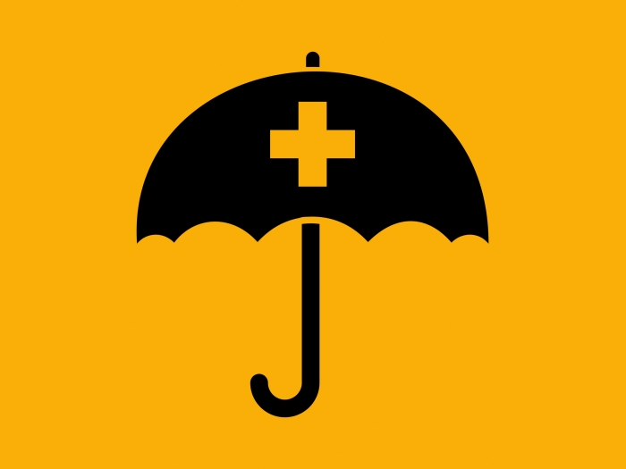 Blue umbrella with cross health insurance