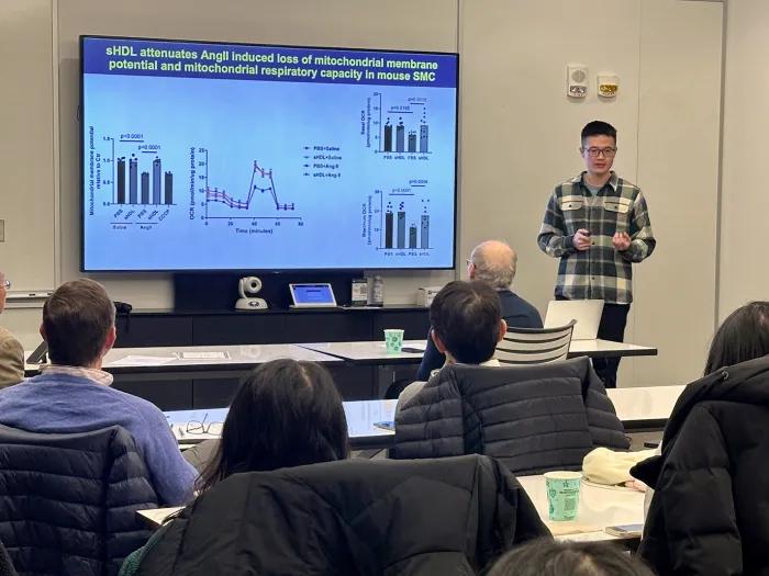 Xiangya research training program participant giving a research presentation