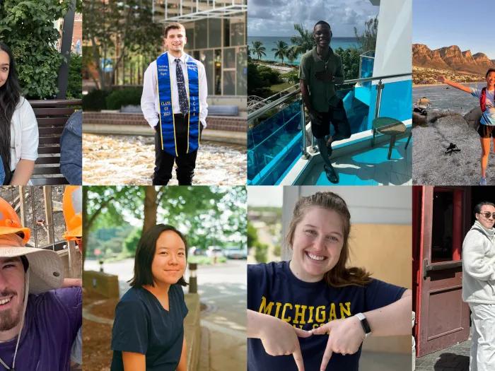 A collage featuring eight incoming medical students
