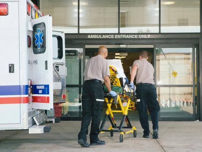 ambulance going into hospital