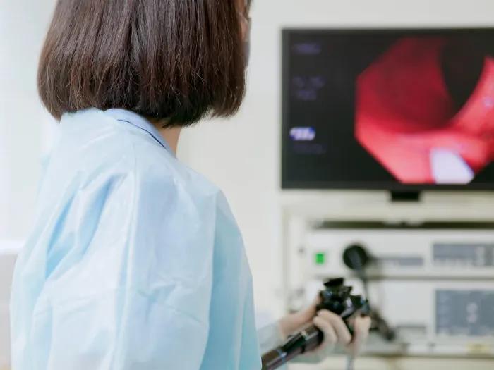Doctor looking at screen image