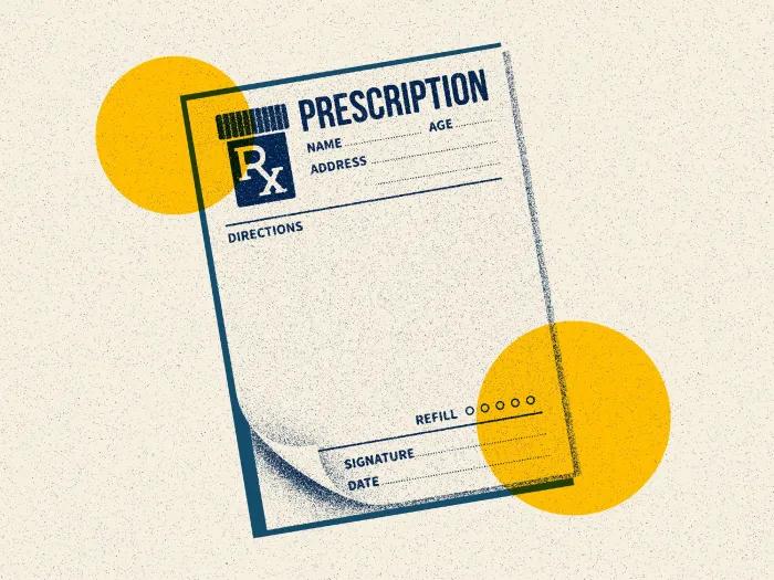 prescription pad drawn blue yellow