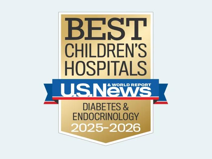 Badge with text: Best Children's Hospitals - U.S. News & World Report - Pediatric Diabetes & Endocrinology 2025-2026