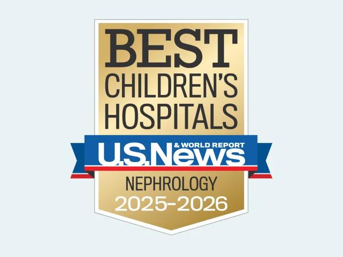 Badge with text: Best Children's Hospitals - U.S. News & World Report - Pediatric Nephrology 2025-2026