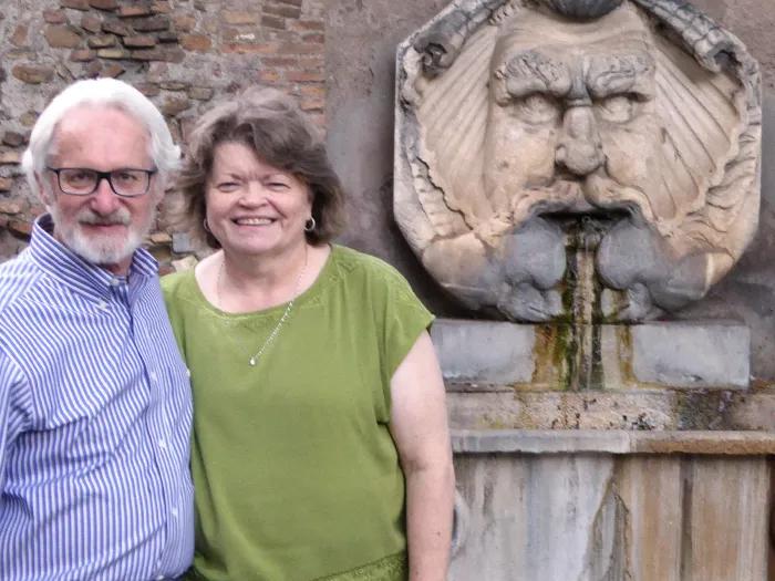 man and woman smiling 
