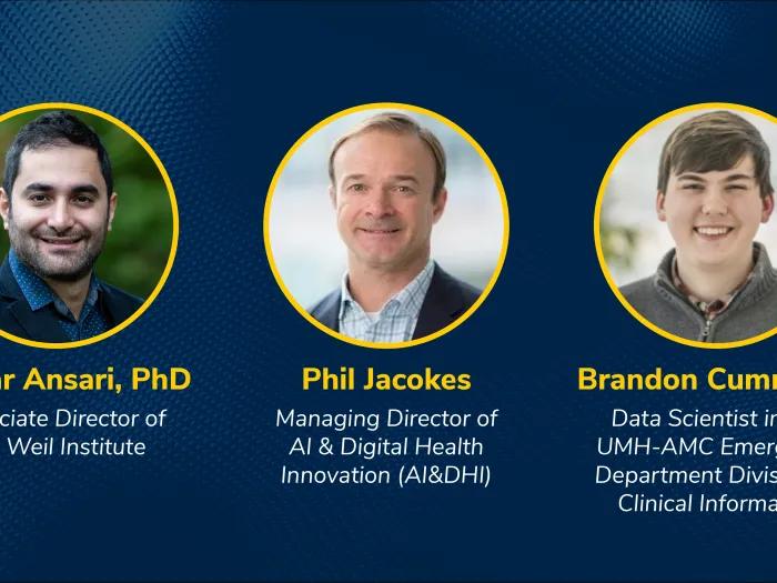 Headshots of three current and former Weil Institute staff members. On the left is Dr. Sardar Ansari. In the middle is Phil Jacokes. On the right is Brandon Cummings.