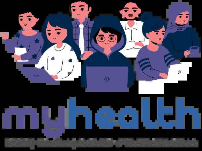 Square MYHealth logo showing cartoon versions of young people