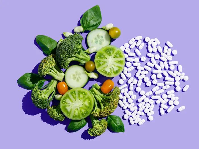 plants and pills purple background
