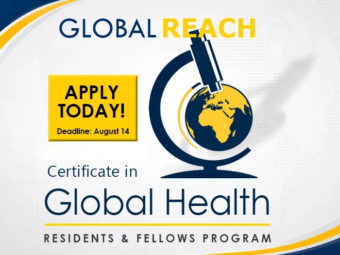 Certificate in Global Health program logo with apply callout