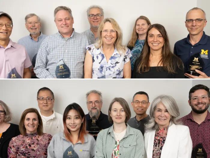 Groups of people stand together. These are the 2026 EBS awardees.