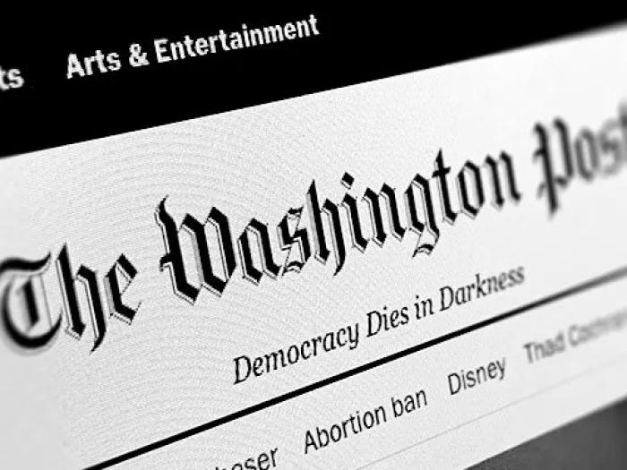 A screenshot of the homepage of The Washington Post website