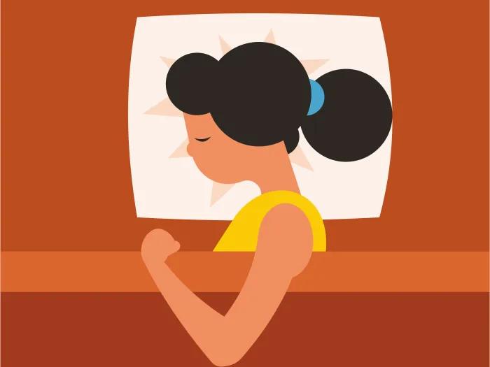 Illustration of woman asleep in bed