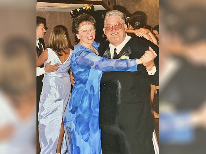 Couple Dancing Blue Dress Tux