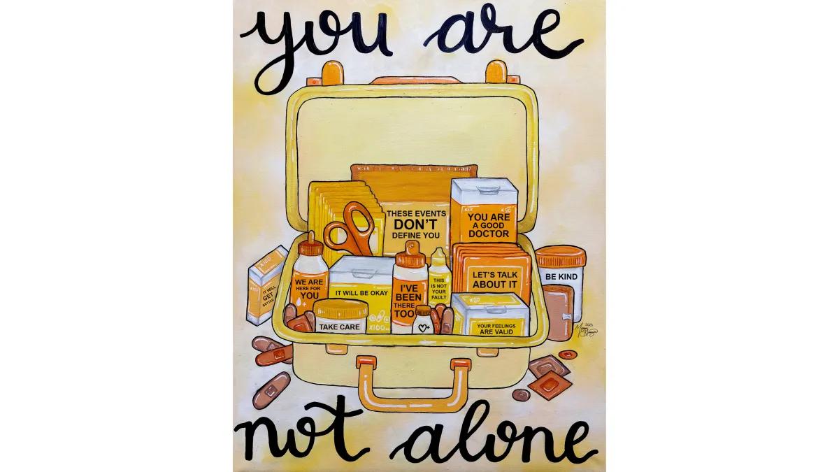 "You Are Not Alone" first aid kit painting by Morgan Granzow