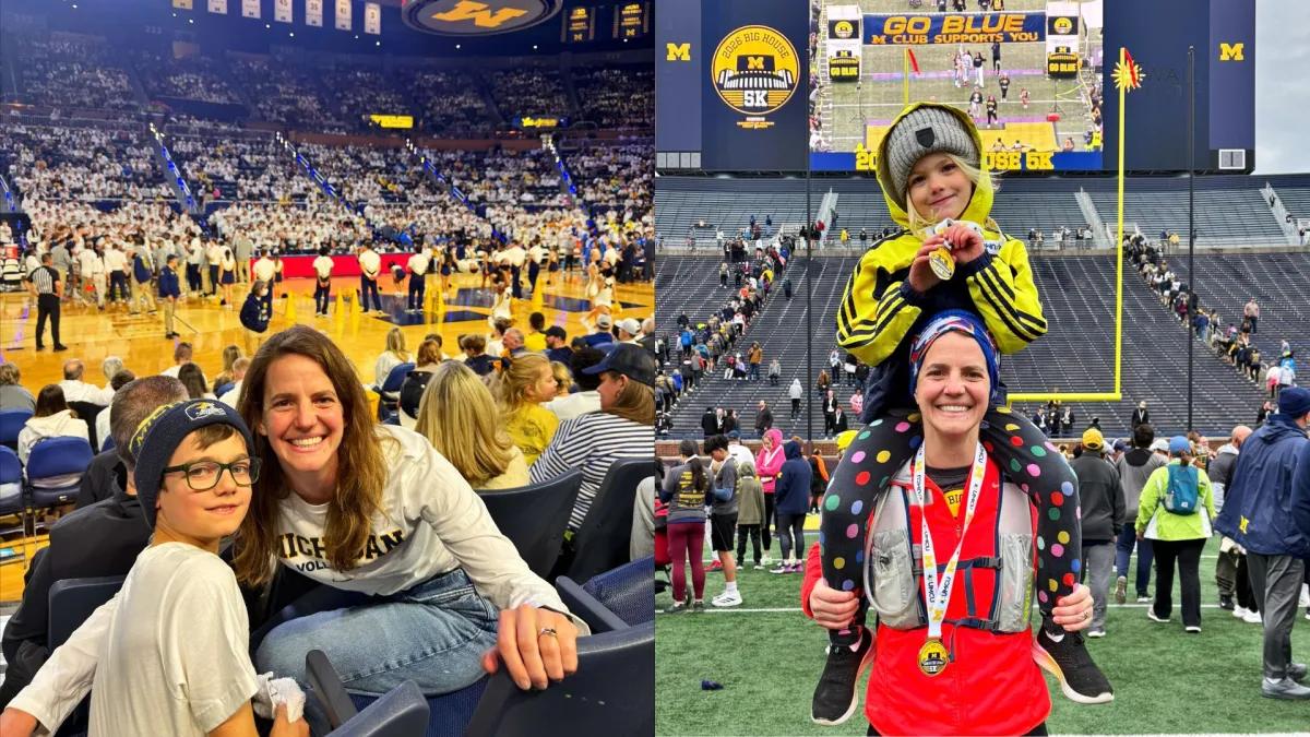 Virginia Sheffield and family at U-M athletic events