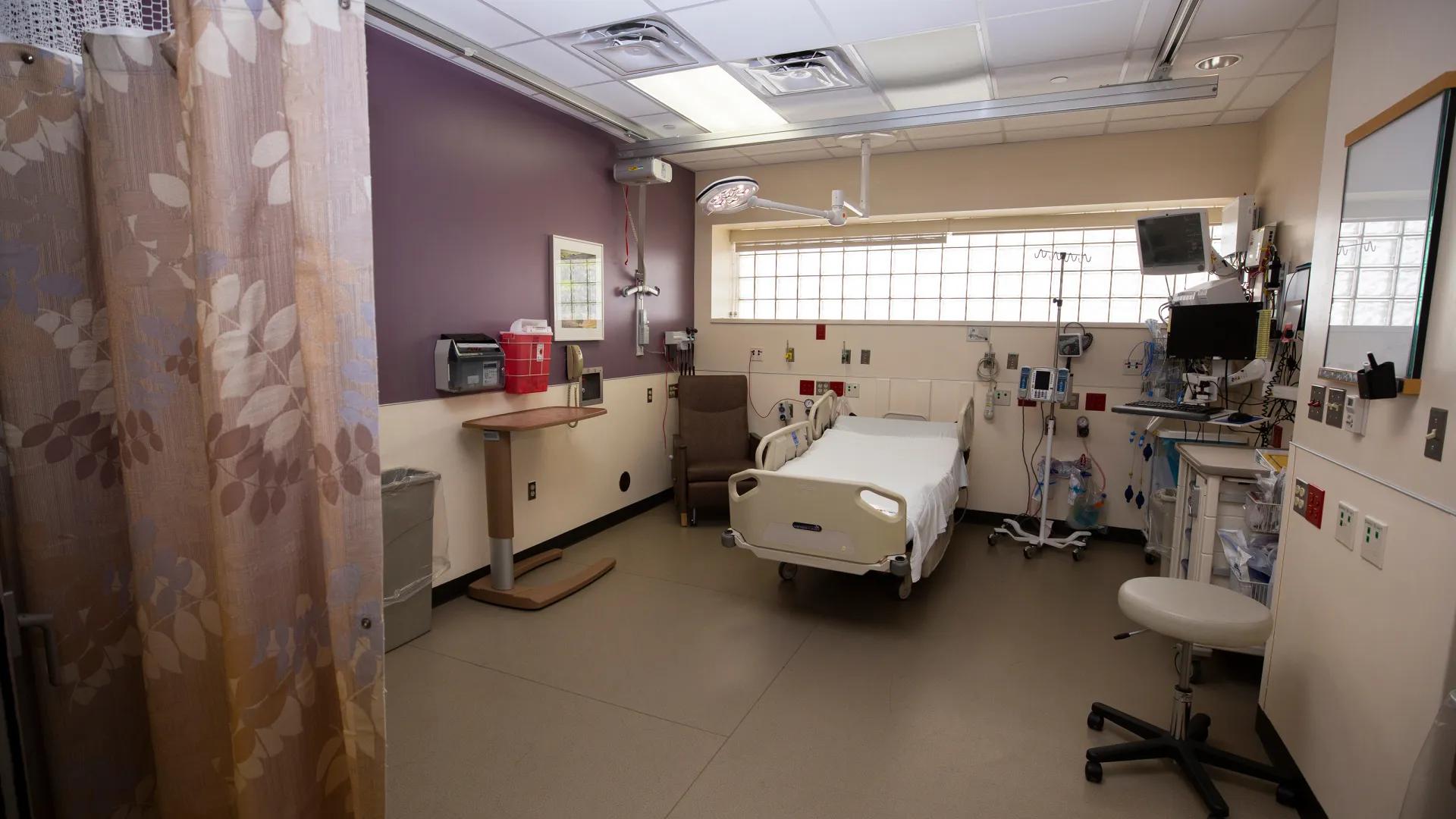 view of patient care room inside of the emergency care center 