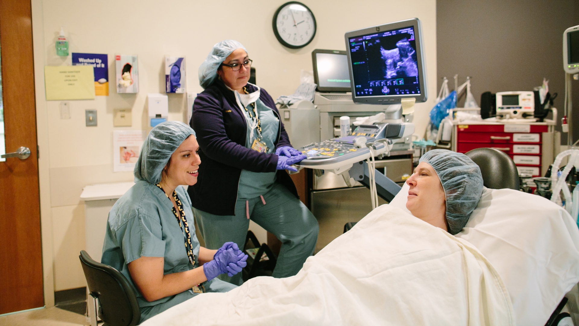 patient laying on table in obgyn clinic 