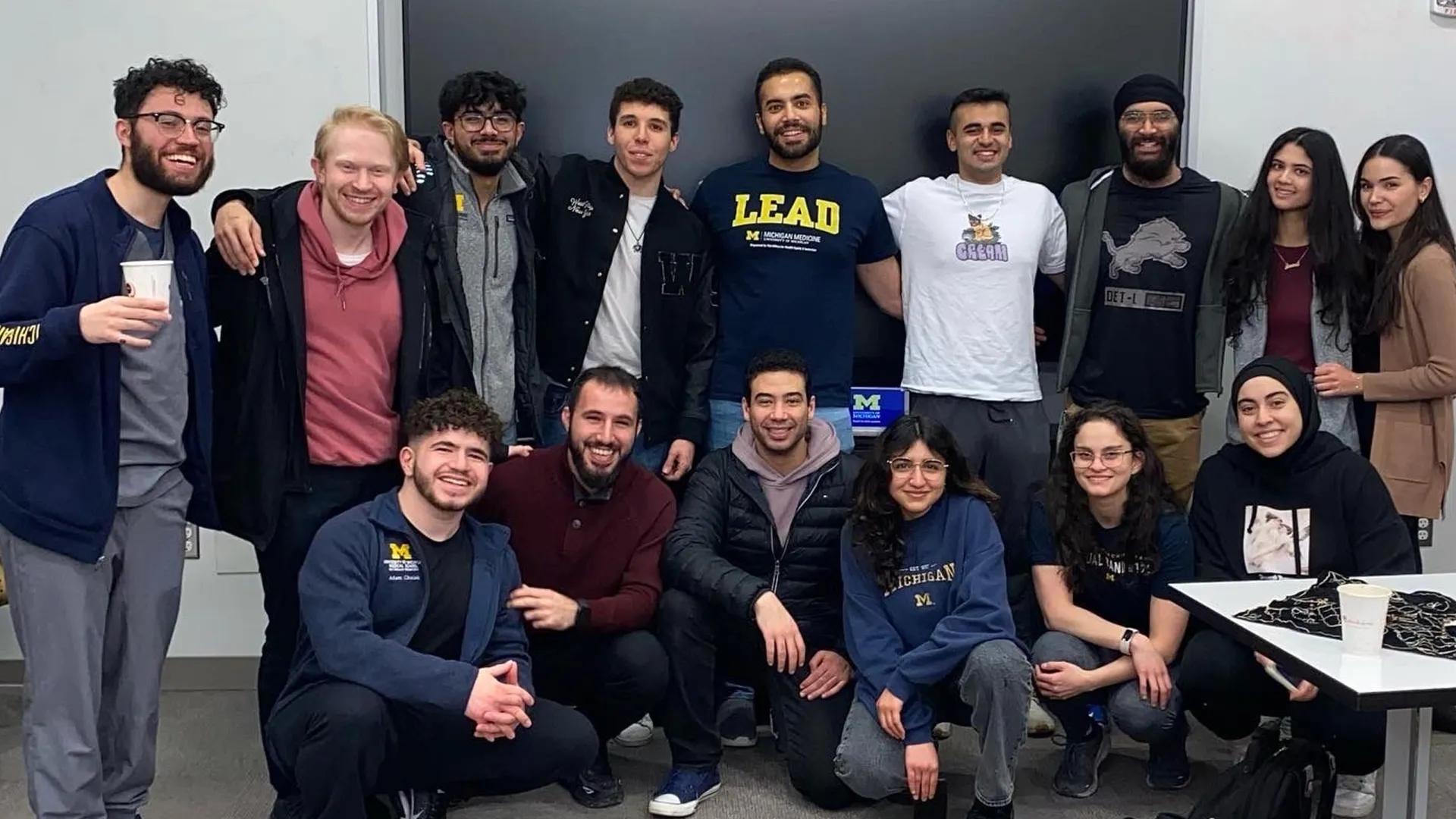 A group of people in a classroom