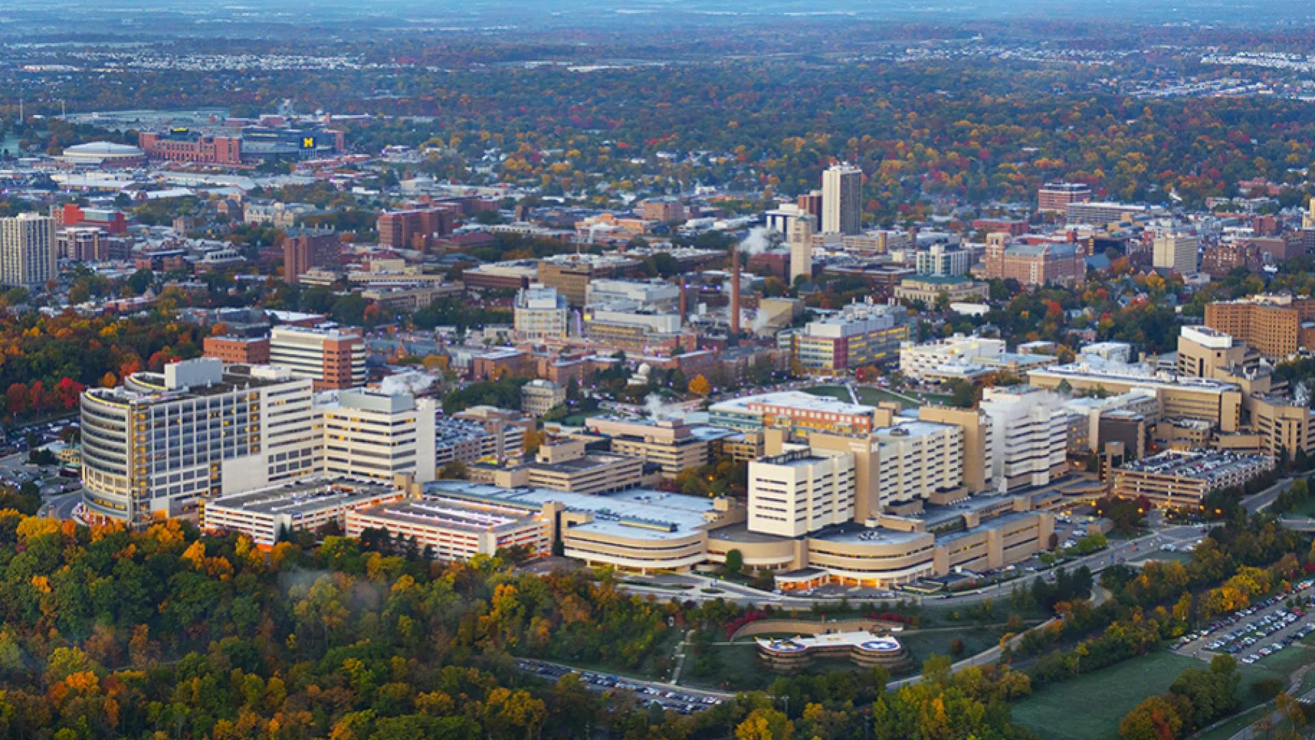 An overhead view of U-M campus