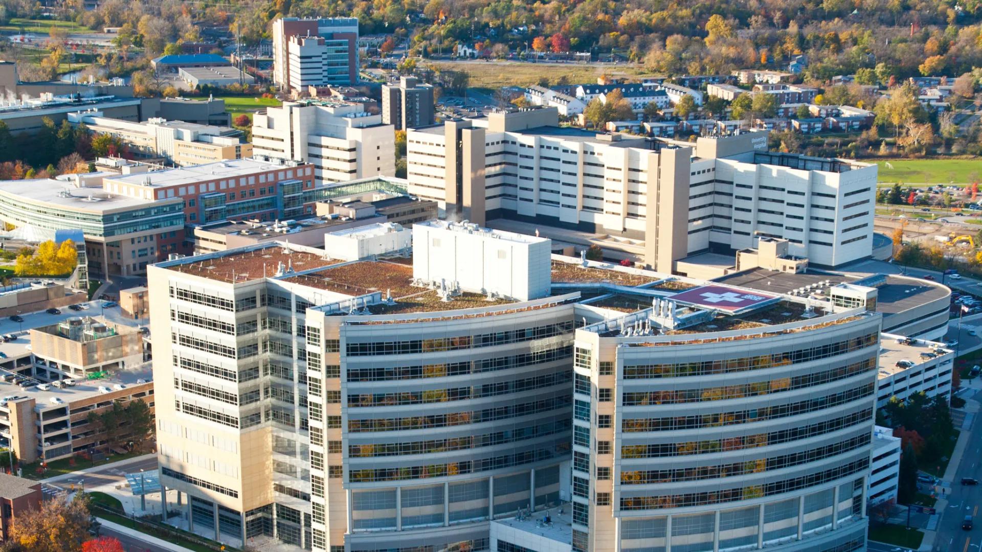 An aerial shot of the Mott campus