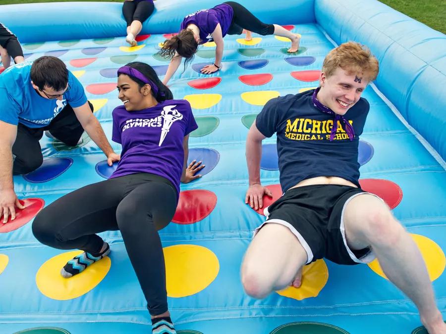 People playing Twister outside