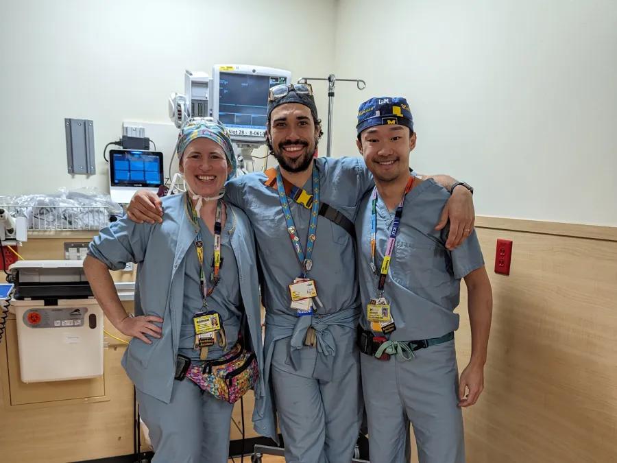a group of people in scrubs