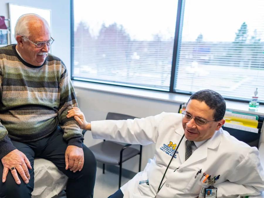 Doctor and patient talking in the clinic