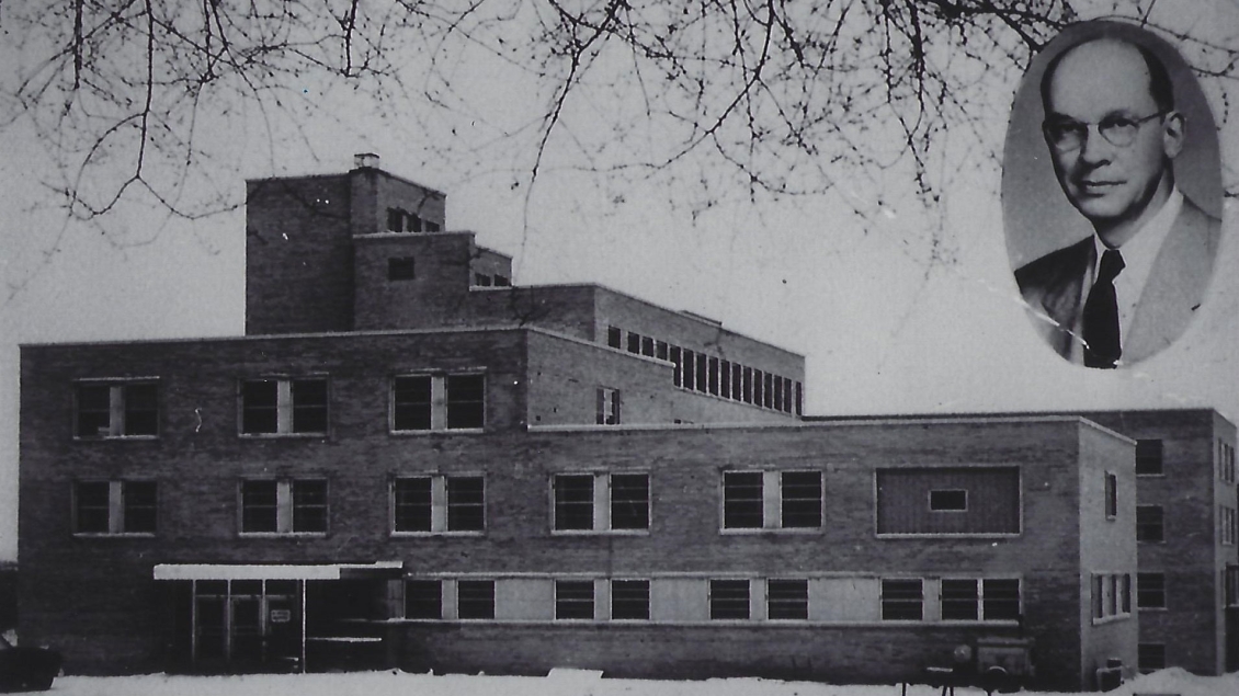 scanned black and white image of University Hospital South
