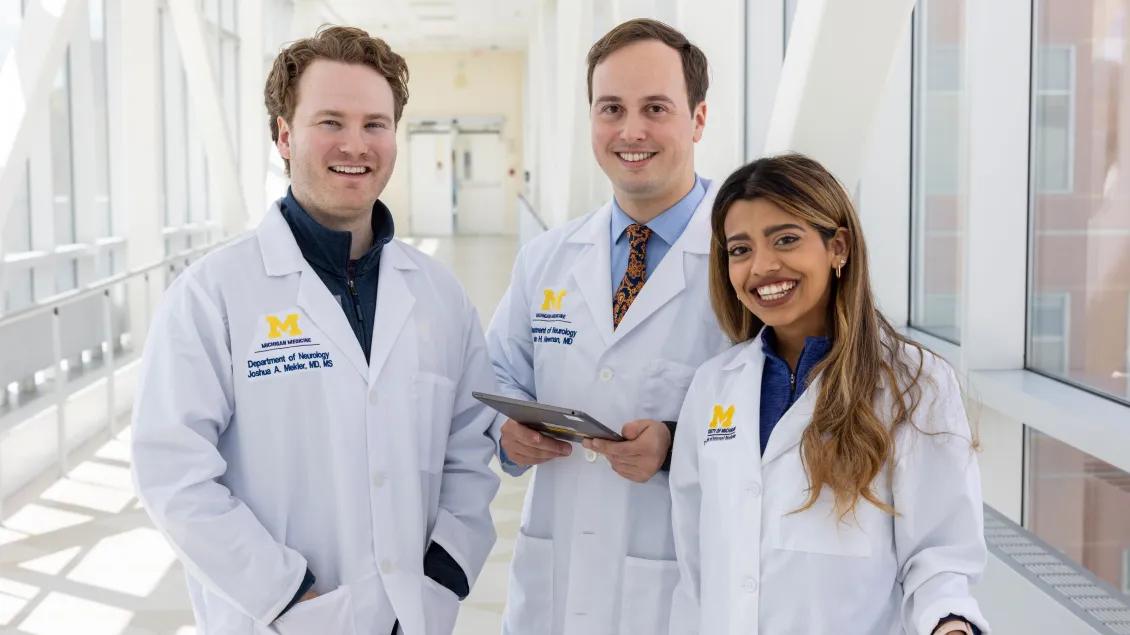 Neurology residents standing together in the hospital