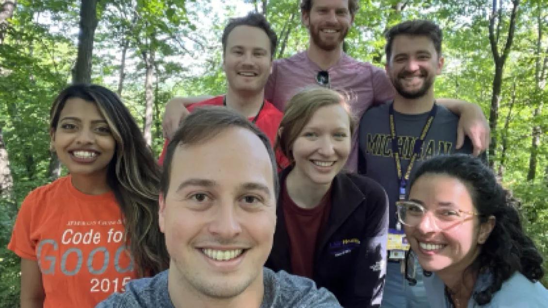 Neurology Residents pose for a photo on a group outing hike